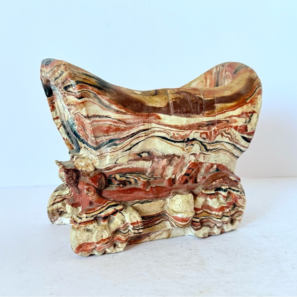 Vintage Comanche Pottery Covered Wagon / Stagecoach Planter Desert Swirl Design